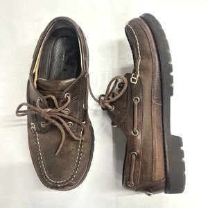 LL Bean Eastport Leather Lug Sole Boat‎ Shoes 8.5 D Brown Prepppy Heritage